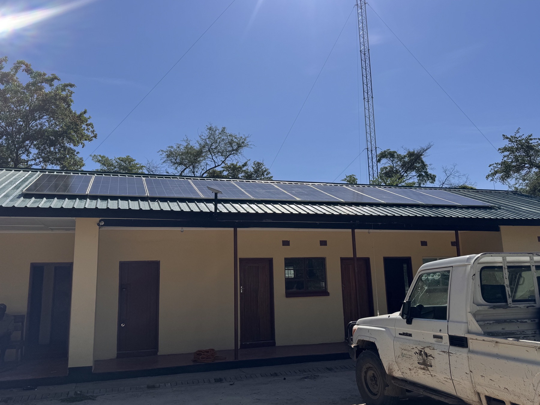Solar PV array on building roof at Simalaha Wildlife Park, Kazungula